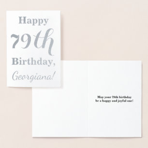 Carte Dorée Huile d'argent simple "HAPPY 79th BIRTHDAY" + Nom