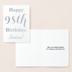 Carte Dorée Huile d'argent simple "HAPPY 98th BIRTHDAY" + Nom