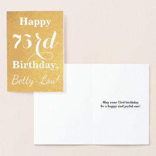 Carte Dorée Huile d'or de base "HAPPY 73rd BIRTHDAY"; Nom pers