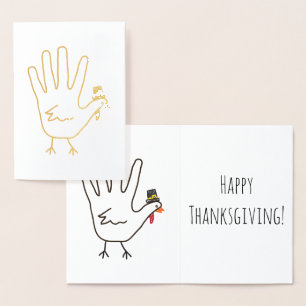 Carte Dorée Huile d'or de Bon thanksgiving main de Turquie