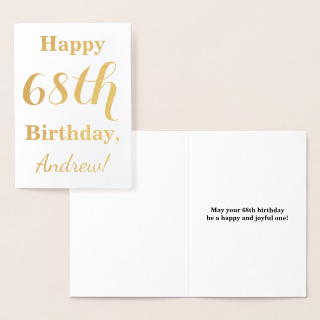 Carte Dorée Huile d'or simple "HAPPY 68th BIRTHDAY" + Nom (Affichage)