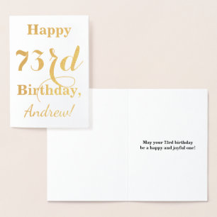 Carte Dorée Huile d'or simple "HAPPY 73rd BIRTHDAY" + Nom