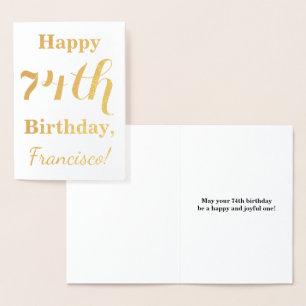 Carte Dorée Huile d'or simple "HAPPY 74th BIRTHDAY" + Nom
