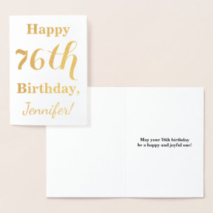 Carte Dorée Huile d'or simple "HAPPY 76th BIRTHDAY" + Nom