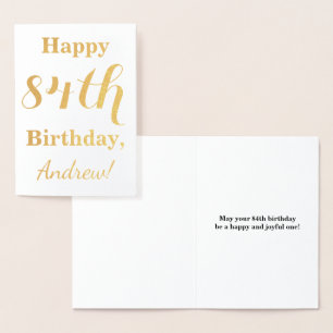 Carte Dorée Huile d'or simple "HAPPY 84th BIRTHDAY" + Nom