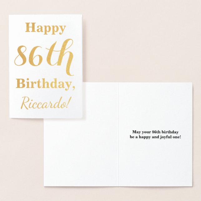 Carte Dorée Huile d'or simple "HAPPY 86th BIRTHDAY" + Nom (Affichage)