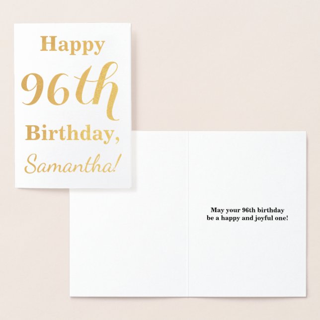 Carte Dorée Huile d'or simple "HAPPY 96th BIRTHDAY" + Nom (Affichage)