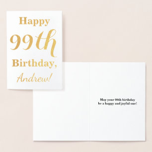 Carte Dorée Huile d'or simple "HAPPY 99th BIRTHDAY" + Nom