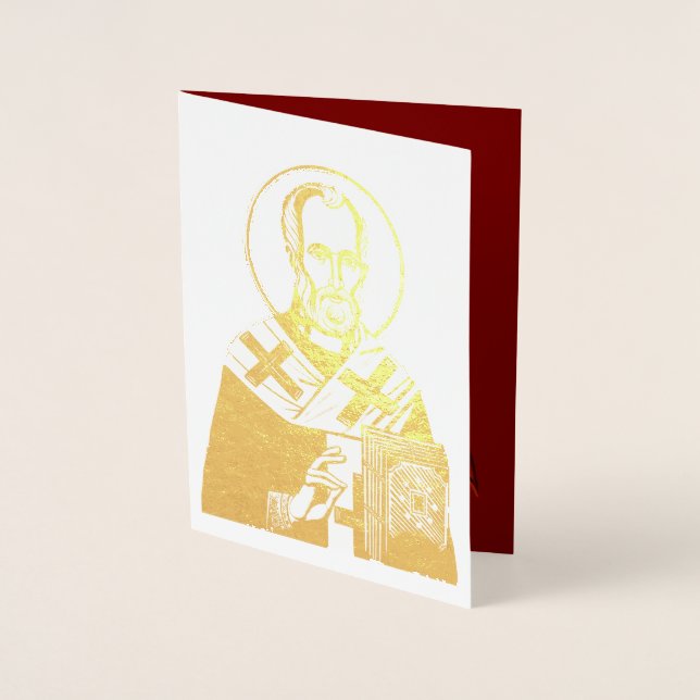 Carte Dorée Icône orthodoxe Saint Nicolas 04 (Devant)