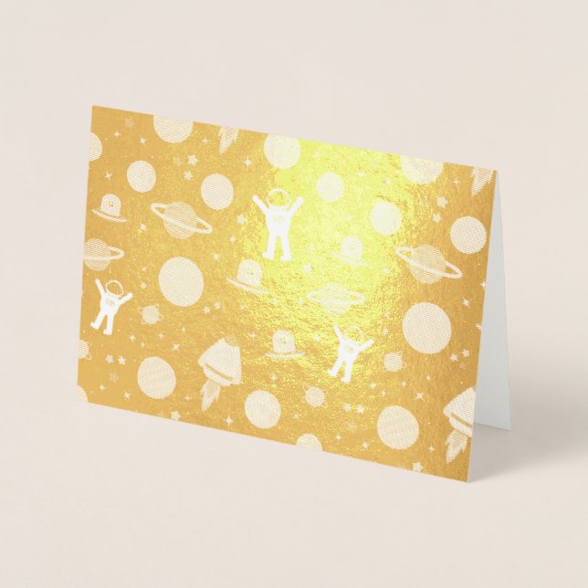 Carte Dorée illustration de motif spatial (Devant)