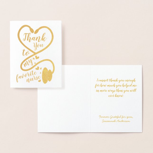 Carte Dorée Infirmière Merci des travailleurs de la santé (Affichage)