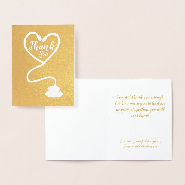 Carte Dorée Infirmière Merci des travailleurs de la santé (Affichage)