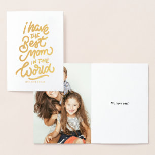 Carte Dorée J'ai la meilleure maman du monde ! Fête des mères