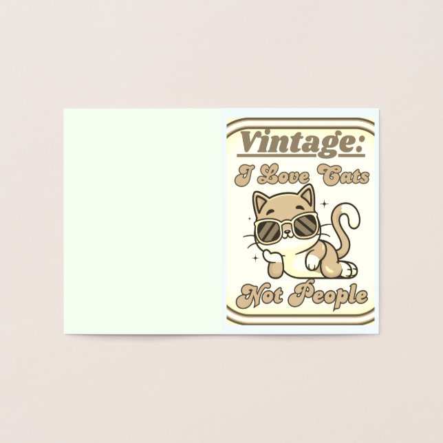 Carte Dorée J'aime les chats, pas les gens (Intérieur)