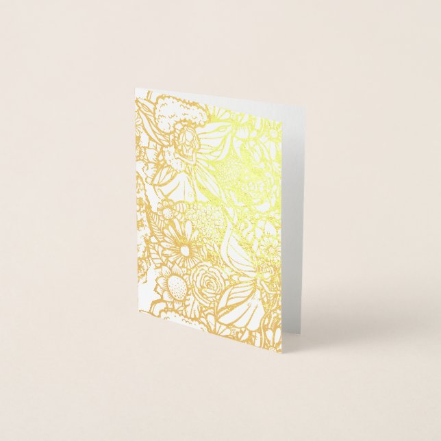 Carte Dorée Jardin Fairy Jardin Flower Jardins Fées (Devant)