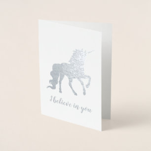 Carte Dorée Je crois en toi Licorne Argent