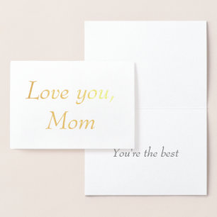 Carte Dorée Je t'aime maman Tu es la meilleure feuille d'or mi