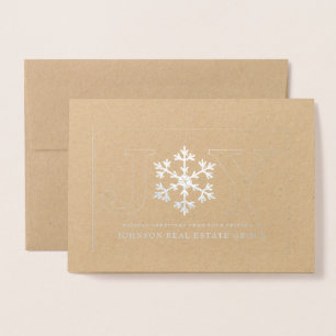 Carte Dorée Joie et flocon de neige   Salutations de vacances