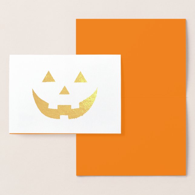 Carte Dorée Joli Jack-o'-lantern orange drôle Halloween (Affichage)