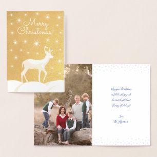 Carte Dorée Jolie Noël Deer Night Starry Sky Photo