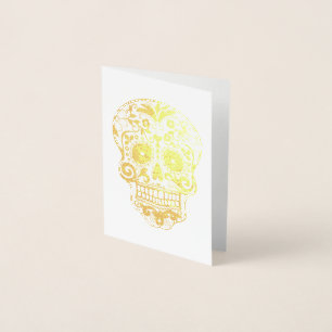 Carte Dorée Jour de la mort crâne sucre or