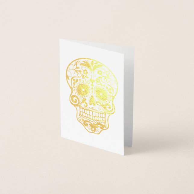 Carte Dorée Jour de la mort crâne sucre or (Devant)