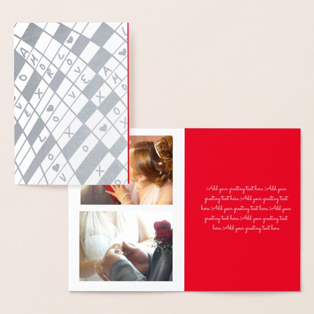 Carte Dorée Jour des Valentines Photo Main Drave Love Doodle (Affichage)