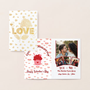 Carte Dorée Jour des valentines photo personnalisées