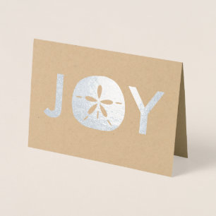 Carte Dorée Joy Sand Dollar Beach Noël Fêtes Salutations