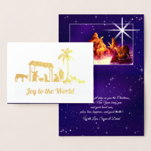 Carte Dorée Joy to the World. Nativity Scene Luxury Real