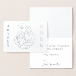 Carte Dorée Joyeaux Noel Nativité Scène Noël