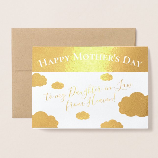 Carte Dorée Joyeuse fête des mères pour la belle-fille (Devant avec enveloppe)