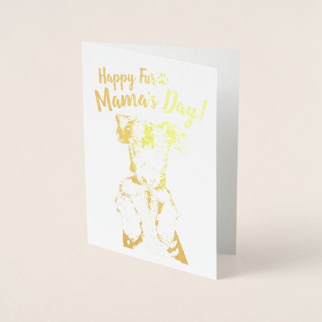 Carte Dorée 'Joyeuse Fur Mama's Day ! ' Dex de frottement du v (Devant)