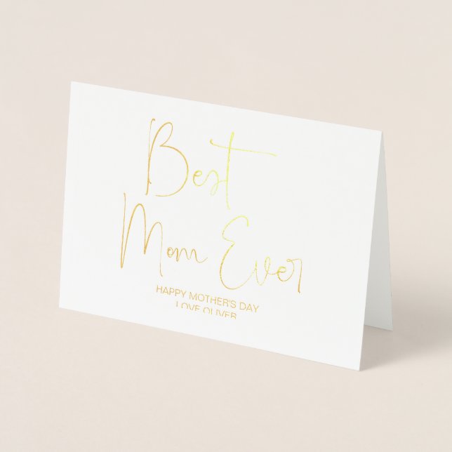 Carte Dorée Joyeuse première fête des mères Meilleure maman qu (Devant)