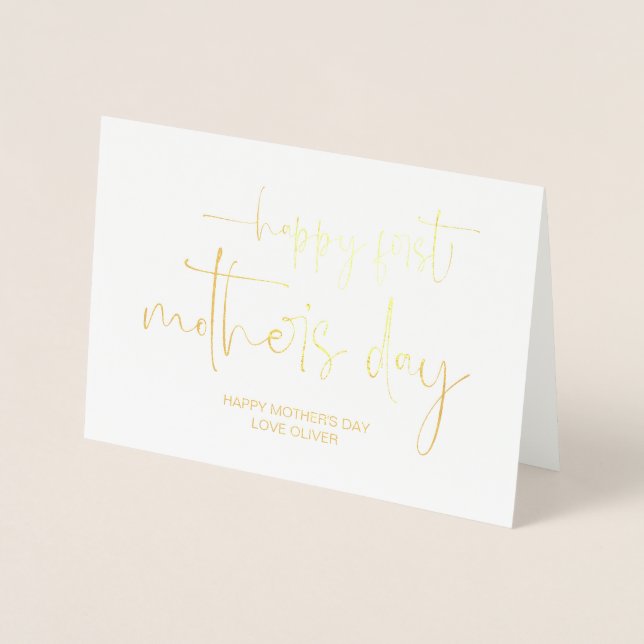 Carte Dorée Joyeuse première fête des mères Meilleure maman qu (Devant)