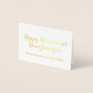 Carte Dorée Joyeuse retraite Écriture calligraphique élégante