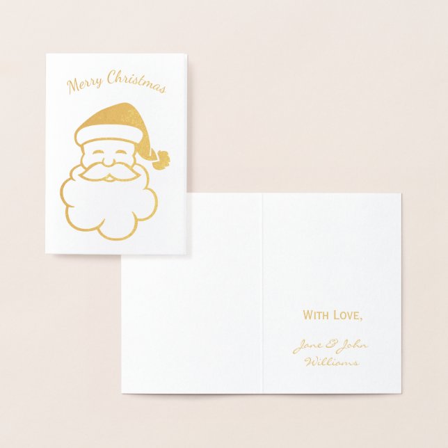 Carte Dorée Joyeuse typographie de Noël Gold Foil Santa Claus (Affichage)