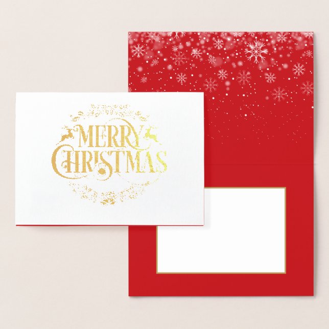 Carte Dorée Joyeuses Fêtes de Noël Élégant Luxe Or (Affichage)