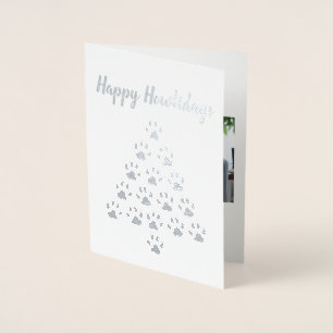 Carte Dorée Joyeuses Fêtes de Noël pour chiens Photo de vacanc