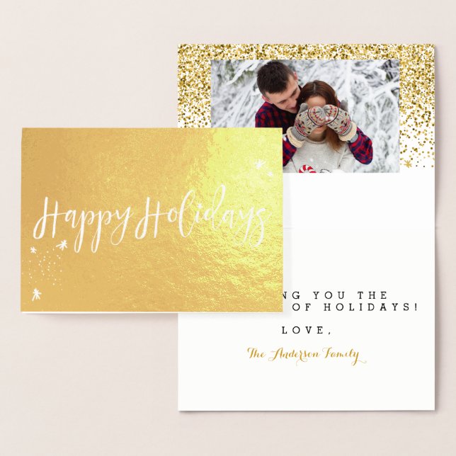 Carte Dorée Joyeuses fêtes Design de typographie classique (Affichage)