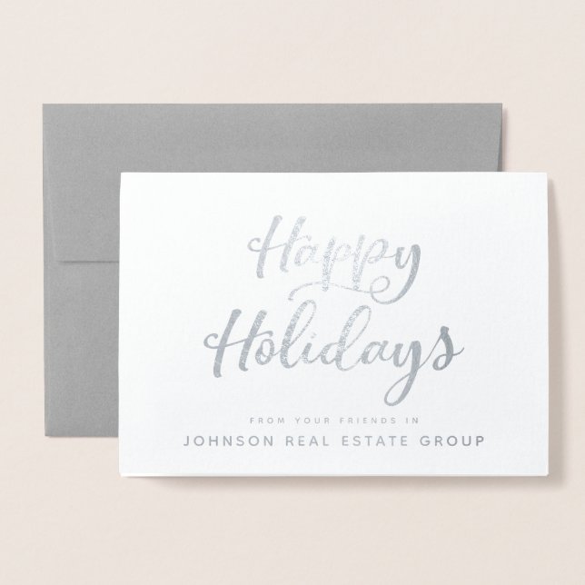 Carte Dorée Joyeuses fêtes typographiques | Salutations de vac (Devant avec enveloppe)