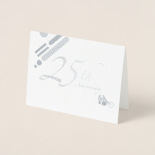 Carte Dorée Joyeux 25e anniversaire Mod Birds
