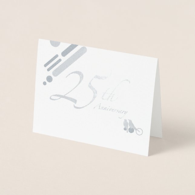 Carte Dorée Joyeux 25e anniversaire Mod Birds (Devant)