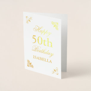 Carte Dorée Joyeux 50e anniversaire Elegant