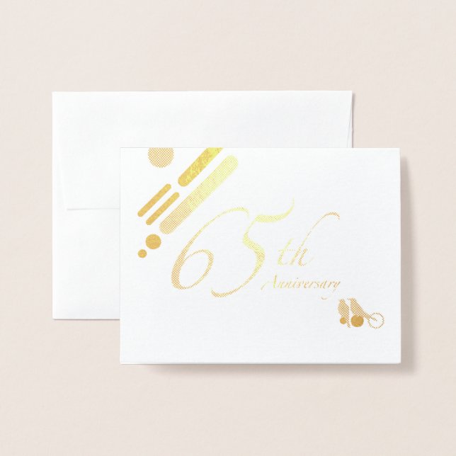 Carte Dorée Joyeux 65e anniversaire Mod Birds (Devant avec enveloppe)