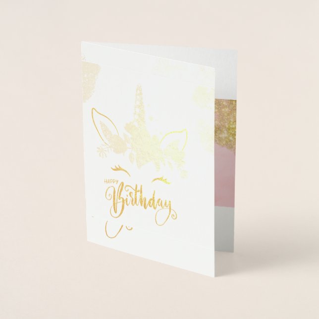 Carte Dorée joyeux anniversaire, card in French, birthday card (Devant)