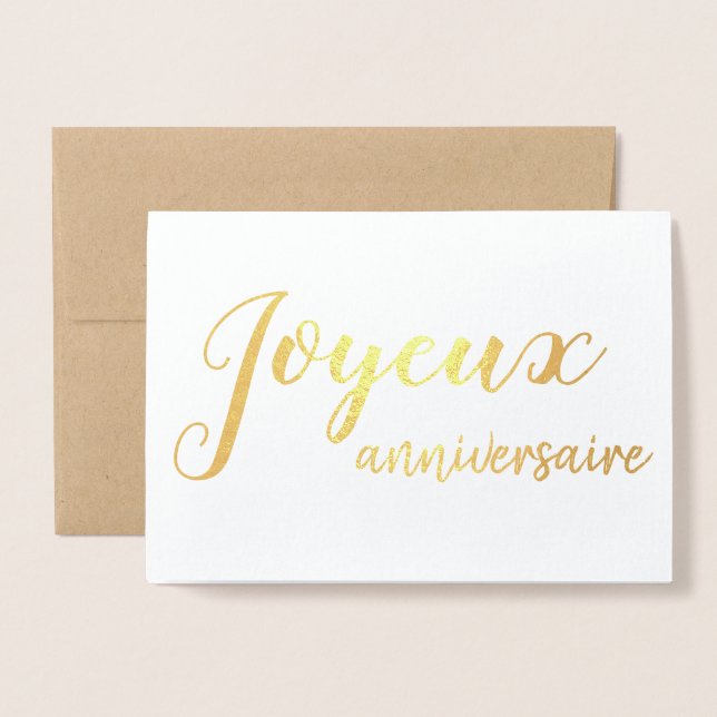 Carte Dorée Joyeux Anniversaire Français Joyeux Anniversaire S (Devant avec enveloppe)