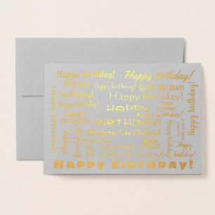 Carte Dorée Joyeux Anniversaire Mot Cloud Typographie Or