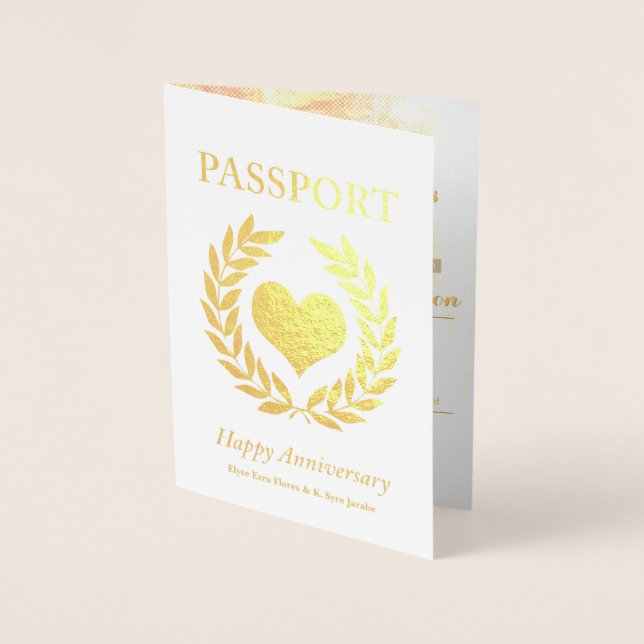 Carte Dorée Joyeux Anniversaire Parti Gold Passport (Devant)