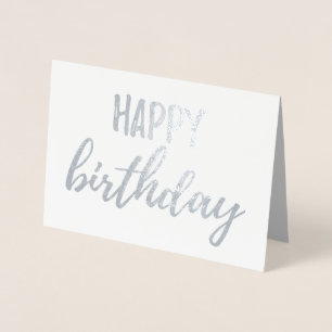 Carte Dorée Joyeux Anniversaire Pinceau d'huile d'argent (bros